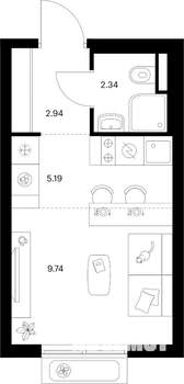 Студия квартира, вторичка, 20м2, 3/9 этаж