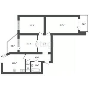 3-к квартира, вторичка, 75м2, 18/25 этаж