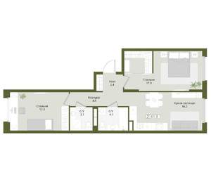 2-к квартира, вторичка, 62м2, 6/8 этаж