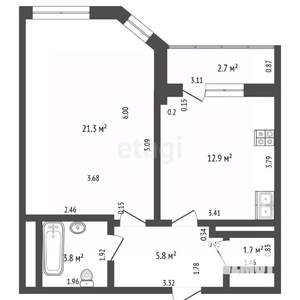 1-к квартира, вторичка, 45м2, 13/23 этаж