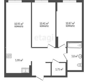 2-к квартира, вторичка, 51м2, 6/24 этаж