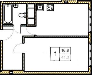 1-к квартира, вторичка, 42м2, 5/5 этаж