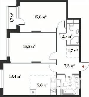 3-к квартира, вторичка, 69м2, 2/6 этаж