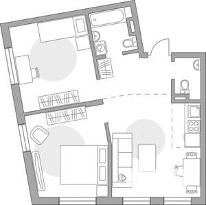 3-к квартира, строящийся дом, 60м2, 1/6 этаж