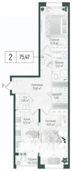 2-к квартира, вторичка, 77м2, 1/10 этаж