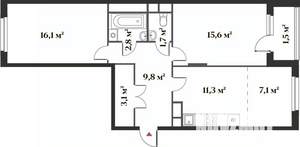 3-к квартира, вторичка, 68м2, 2/6 этаж