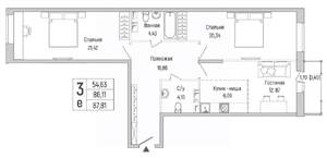 2-к квартира, вторичка, 88м2, 7/9 этаж