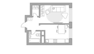 1-к квартира, строящийся дом, 19м2, 19/22 этаж