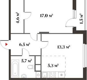 2-к квартира, вторичка, 64м2, 1/6 этаж