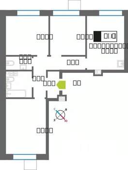 3-к квартира, вторичка, 70м2, 7/9 этаж