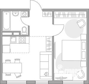 2-к квартира, вторичка, 40м2, 2/6 этаж