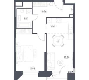 1-к квартира, вторичка, 51м2, 4/30 этаж