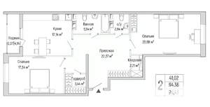 2-к квартира, вторичка, 96м2, 4/9 этаж