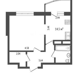 1-к квартира, вторичка, 44м2, 15/28 этаж