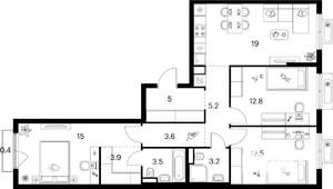 3-к квартира, вторичка, 84м2, 7/9 этаж