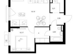 1-к квартира, вторичка, 43м2, 7/9 этаж