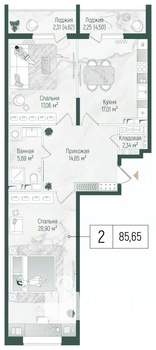 2-к квартира, вторичка, 90м2, 8/10 этаж