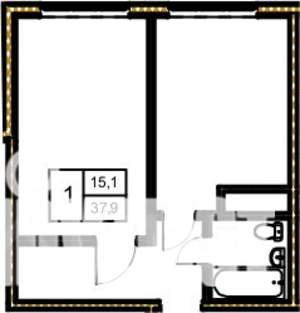 1-к квартира, вторичка, 38м2, 5/5 этаж