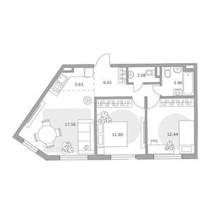 3-к квартира, вторичка, 57м2, 1/6 этаж