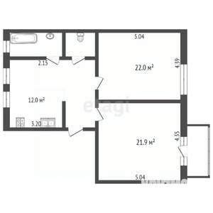 2-к квартира, вторичка, 70м2, 4/4 этаж
