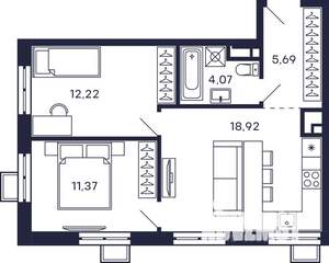 2-к квартира, вторичка, 52м2, 24/28 этаж