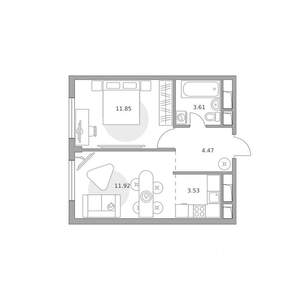 2-к квартира, вторичка, 35м2, 8/14 этаж
