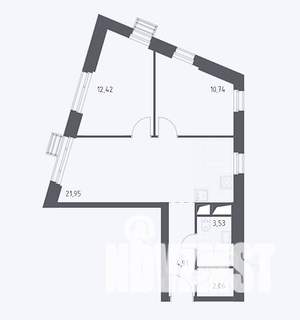 2-к квартира, строящийся дом, 56м2, 12/31 этаж