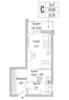 Студия квартира, вторичка, 32м2, 4/9 этаж