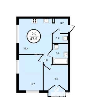 2-к квартира, вторичка, 48м2, 4/9 этаж