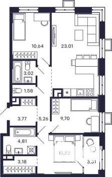 3-к квартира, вторичка, 81м2, 8/28 этаж