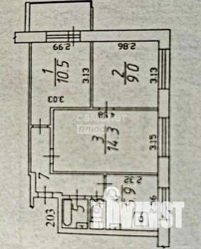 3-к квартира, вторичка, 51м2, 6/9 этаж
