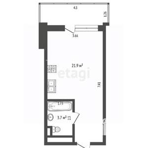 Студия квартира, вторичка, 26м2, 9/17 этаж