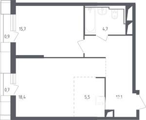 2-к квартира, строящийся дом, 58м2, 14/30 этаж