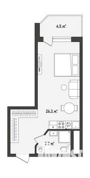 Студия квартира, вторичка, 31м2, 6/10 этаж