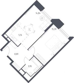 1-к квартира, строящийся дом, 48м2, 9/30 этаж