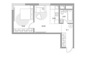 2-к квартира, строящийся дом, 33м2, 5/14 этаж