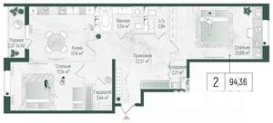 2-к квартира, вторичка, 96м2, 3/10 этаж