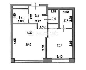 2-к квартира, вторичка, 43м2, 6/7 этаж