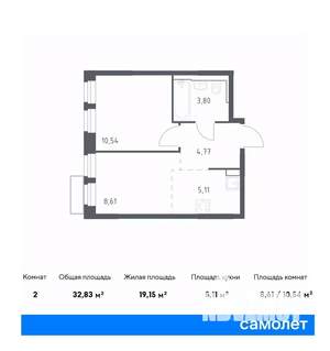 1-к квартира, вторичка, 33м2, 12/24 этаж