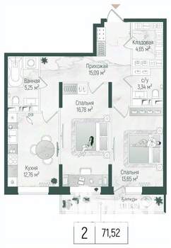 2-к квартира, вторичка, 75м2, 4/10 этаж