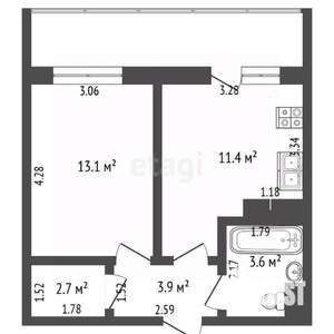 1-к квартира, вторичка, 35м2, 5/20 этаж