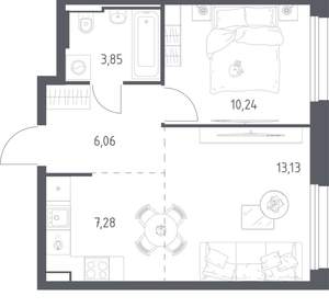 1-к квартира, вторичка, 41м2, 4/24 этаж