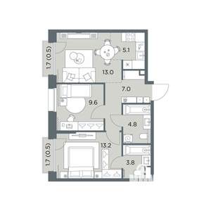 3-к квартира, вторичка, 58м2, 6/6 этаж