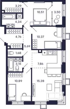 3-к квартира, вторичка, 81м2, 2/28 этаж