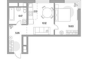 2-к квартира, строящийся дом, 34м2, 7/14 этаж