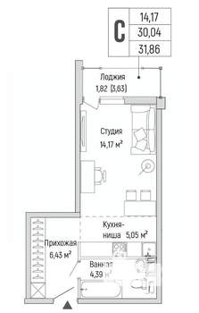Студия квартира, вторичка, 32м2, 3/9 этаж