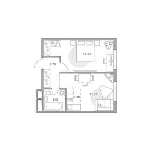 2-к квартира, вторичка, 36м2, 13/14 этаж