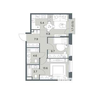 3-к квартира, вторичка, 57м2, 5/6 этаж