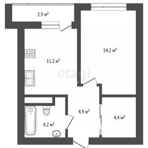 1-к квартира, вторичка, 41м2, 6/6 этаж