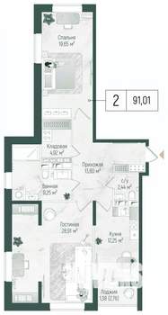 2-к квартира, вторичка, 92м2, 4/10 этаж